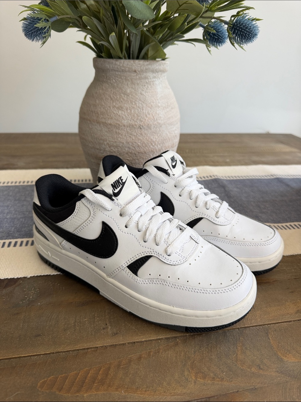 Nike Women’s Air Force 1 White and Black Low-Top Sneakers